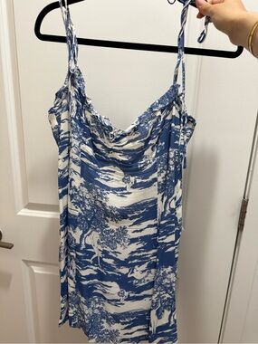 Reformation Blue and White Printed Slip Dress